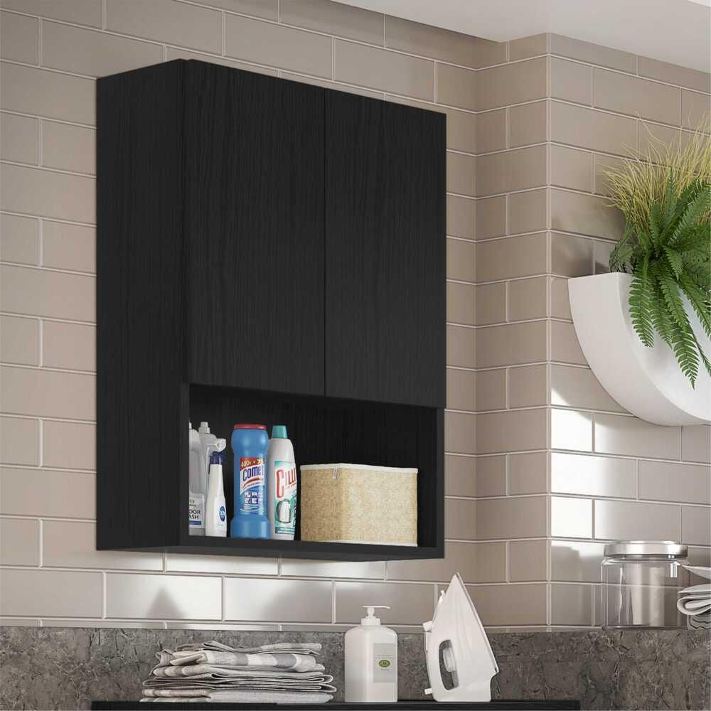 Miniatura Armário Lavanderia Com 2 Portas Ibiza Multimóveis Preto