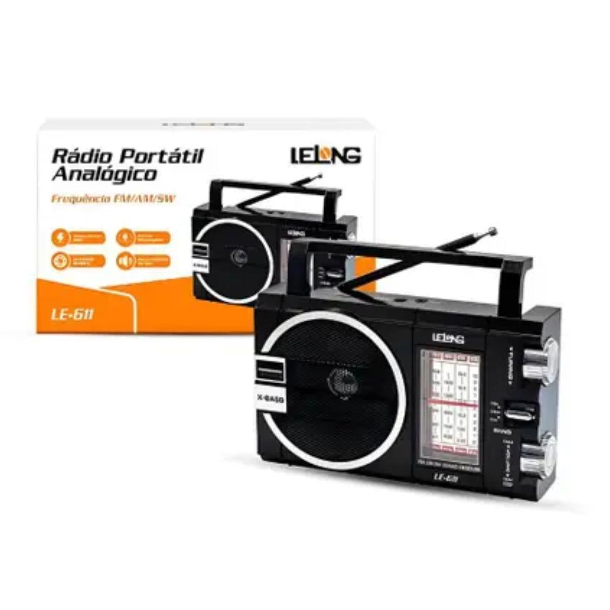 Miniatura Radio Fm Am Sw Portátil Analógico Bivolt Recarregável Le-611