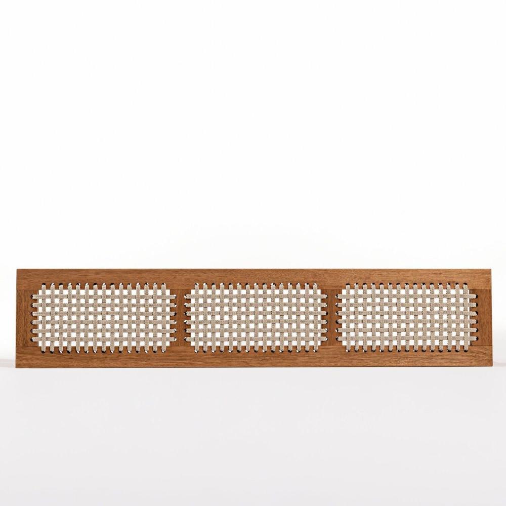 Conjunto 1 Banco 4 Cadeiras e 1 Mesa 180cm Traço Stain Jatobá/Corda Areia