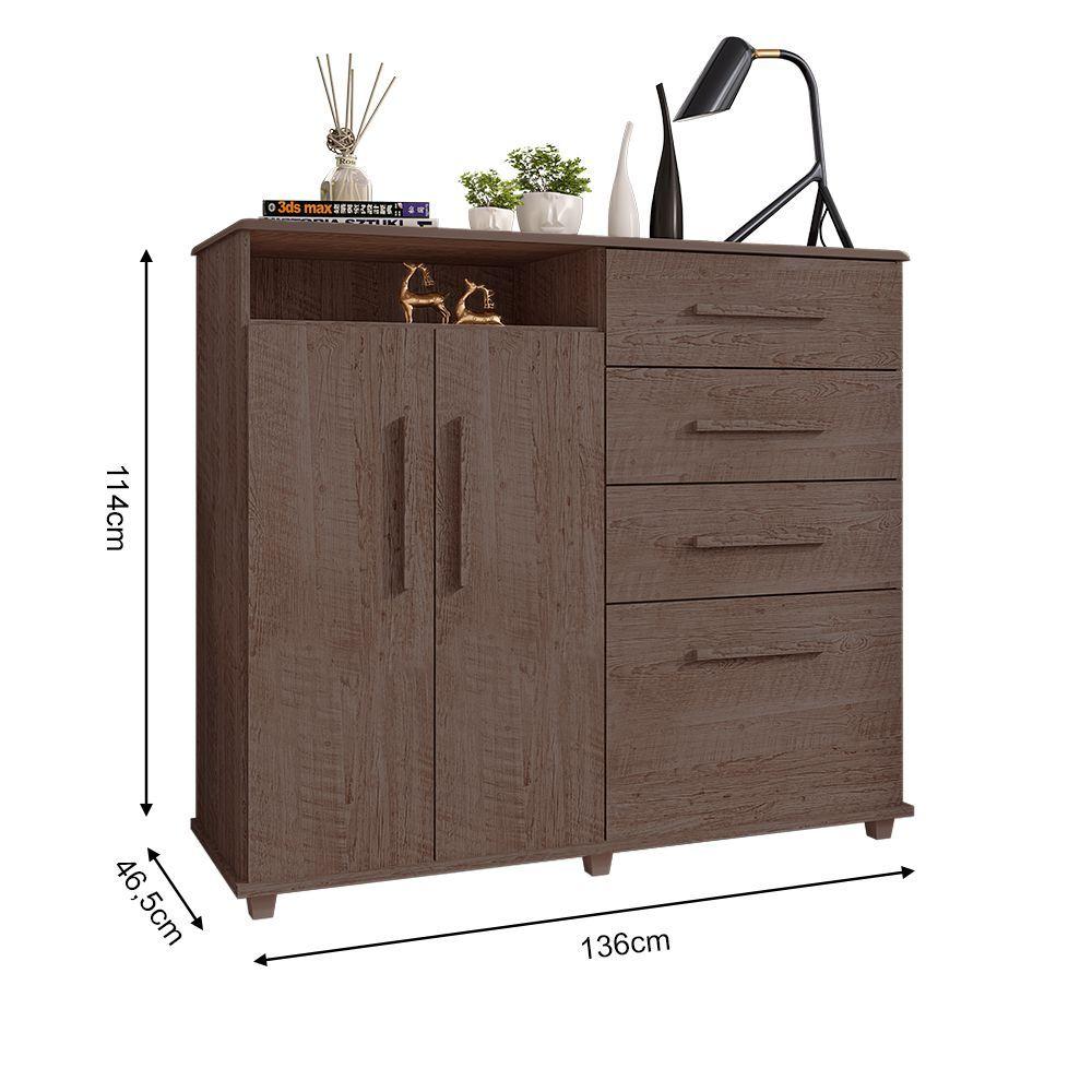Miniatura Cômoda Helena Com 2 Portas E 4 Gavetas Chocolate - Cor: Marrom