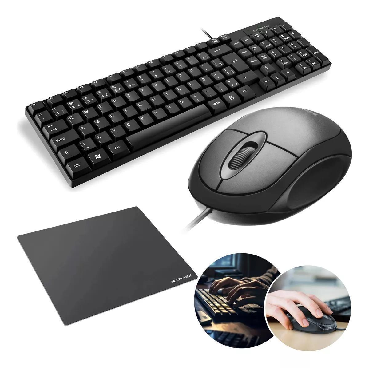 Miniatura Kit Teclado E Mouse Com Fio E Mousepad Multilaser
