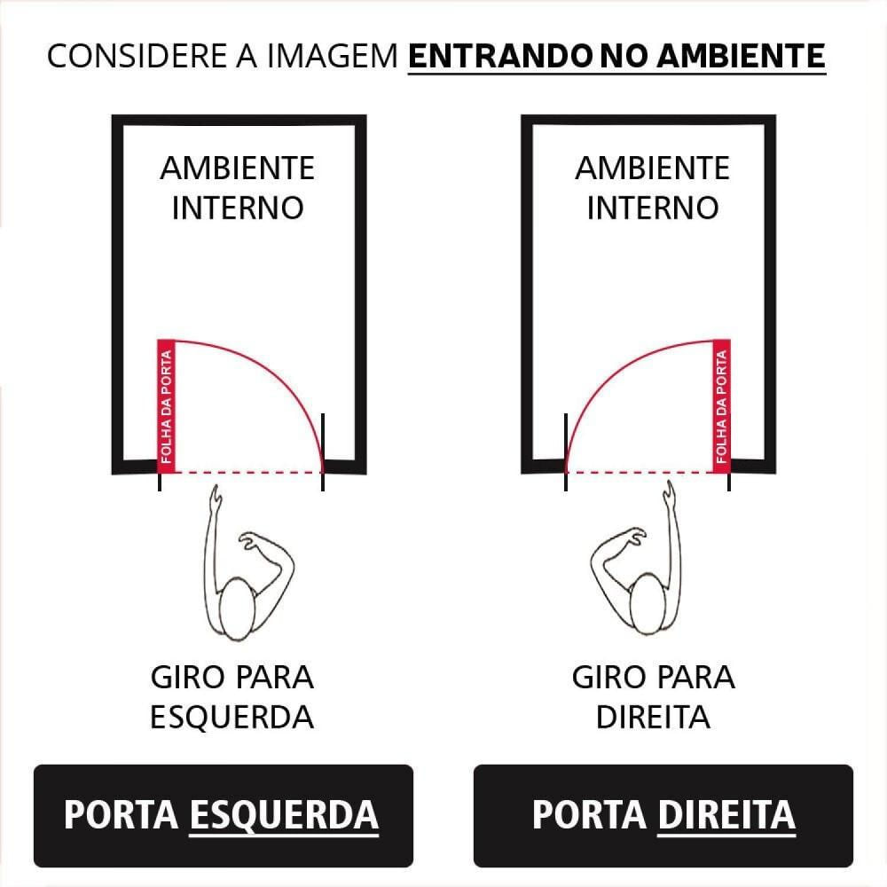 Miniatura Porta Lambril de Alumínio Esquerda 210 x 90cm com Visor Linha Veneza Esquadrias Bergamo Branco