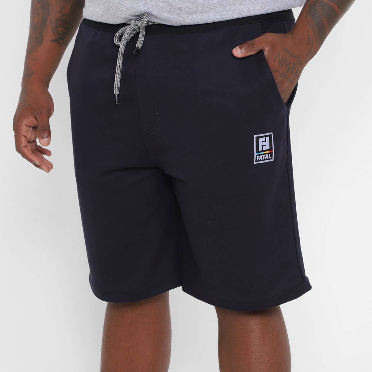 Miniatura Bermuda Moletom Fatal Plus Size Masculina Marinho - XG