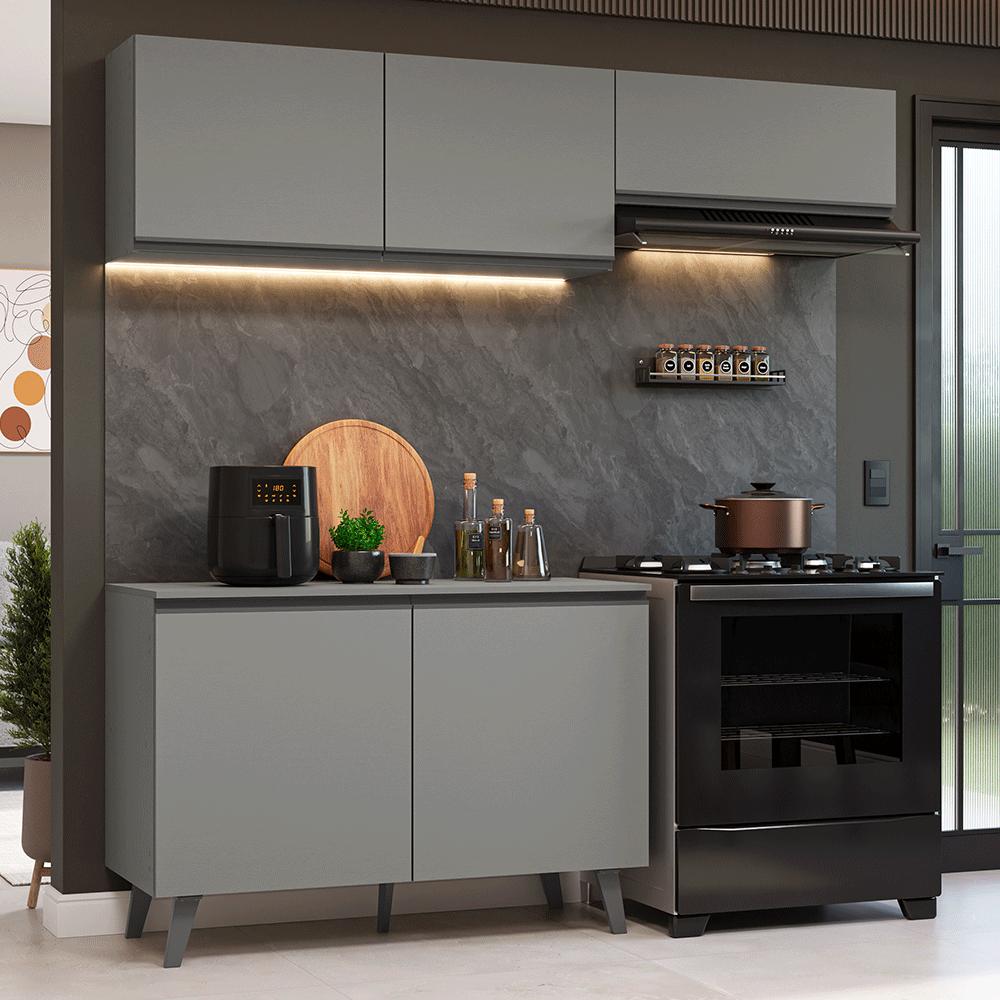 Miniatura Armário de Cozinha Compacta 200cm Cinza Nice Madesa 01 Cinza