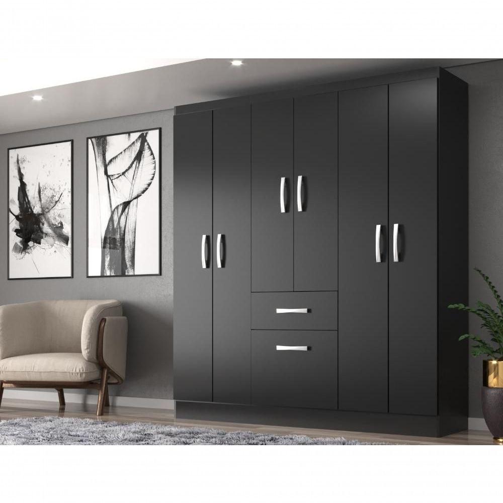 Miniatura Guarda Roupas New Marbela 07 Portas E 01 Gaveta - Black Black