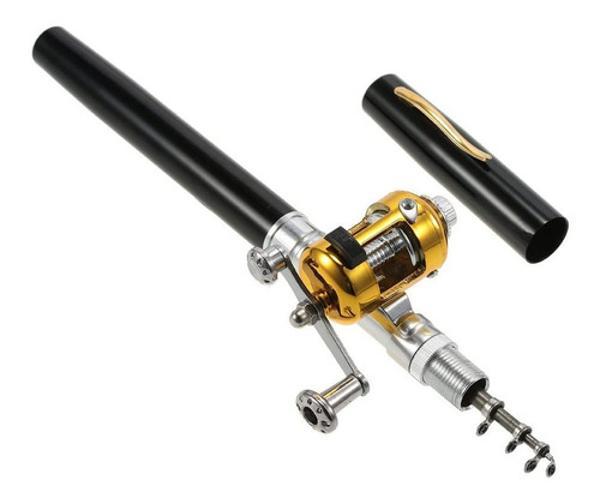 Mini Vara De Pesca Telescópica Caneta Com Carretilha - Preto