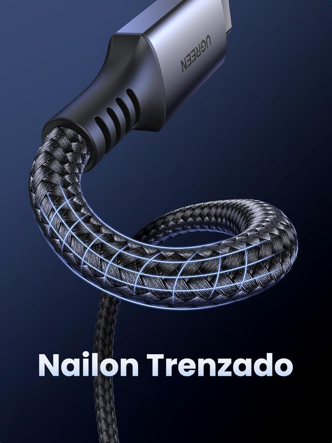 Miniatura Cabo Usb C Nylon Trançado Type C Pd 60W Carregamento Rápido