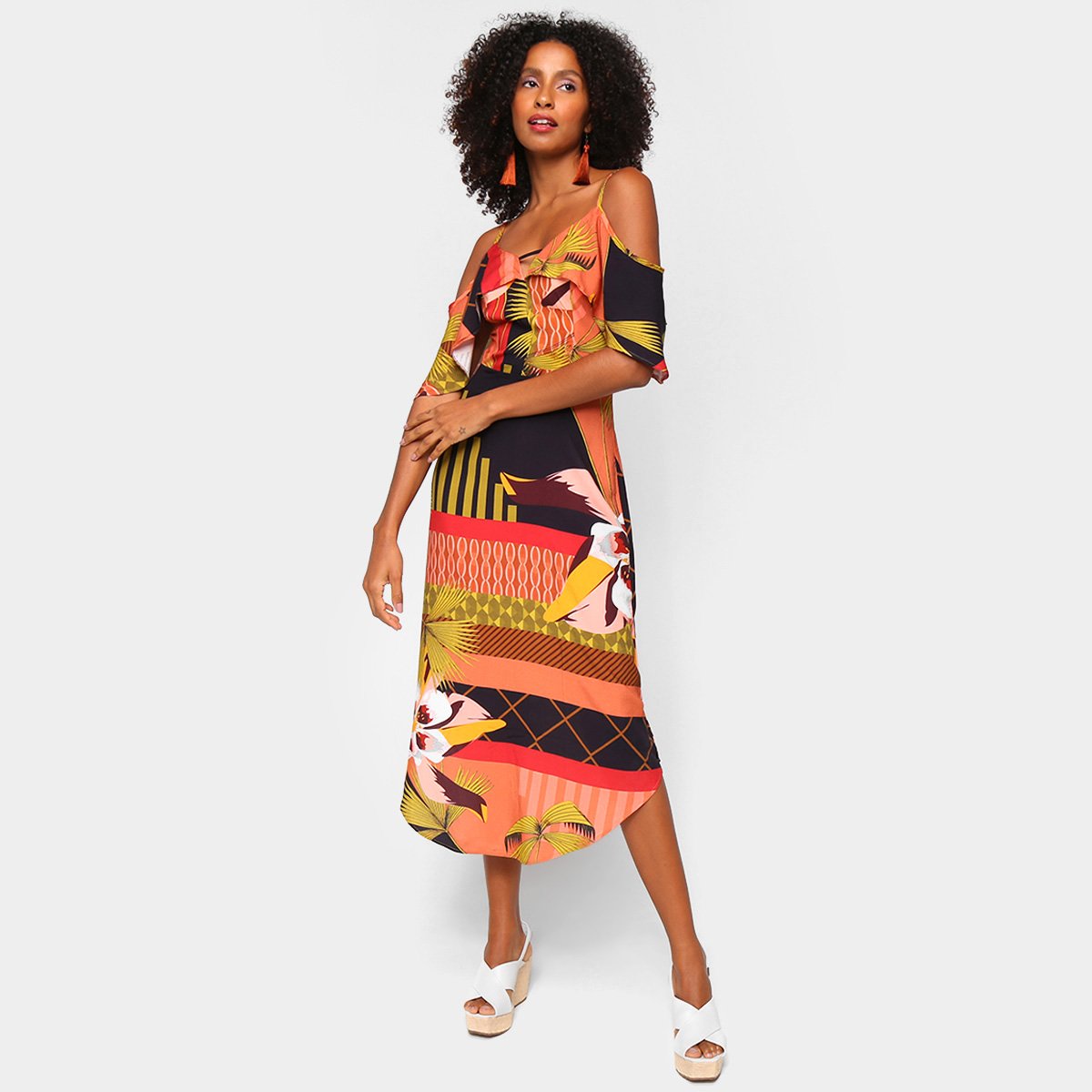 Miniatura Vestido Mercatto Evasê Midi Chinfrado Preto - EP
