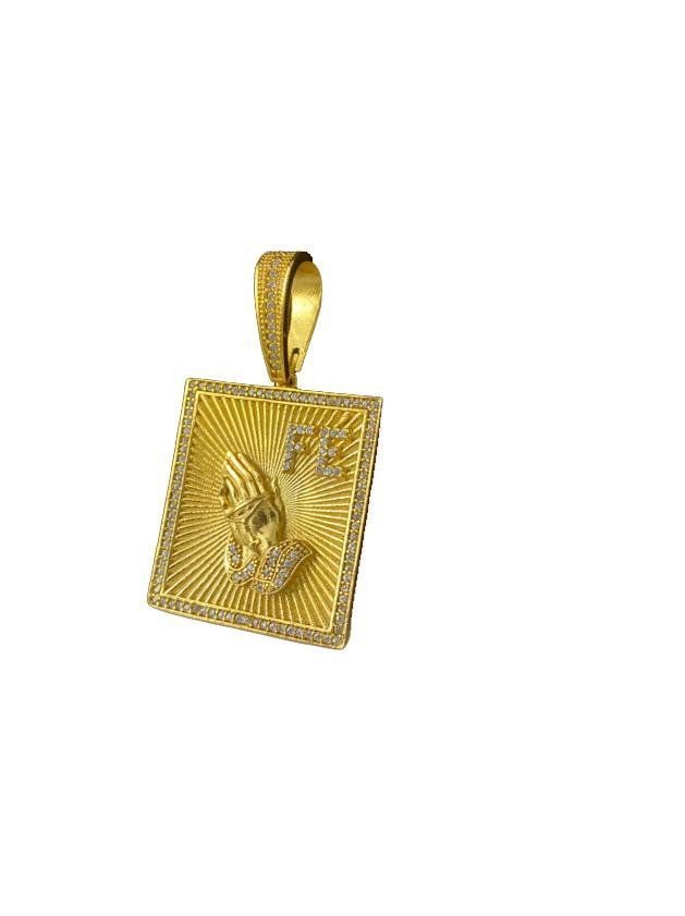 Miniatura Pingente Fé G - Banhado A Ouro 18K