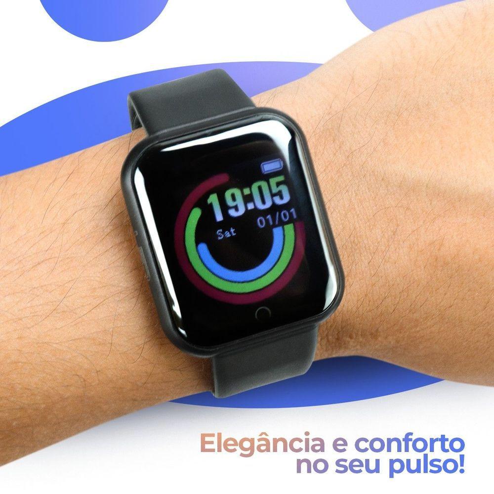 Relogio Inteligente Monitor Saude + Smartwatch Caixa Carregamento Pela Pulseira