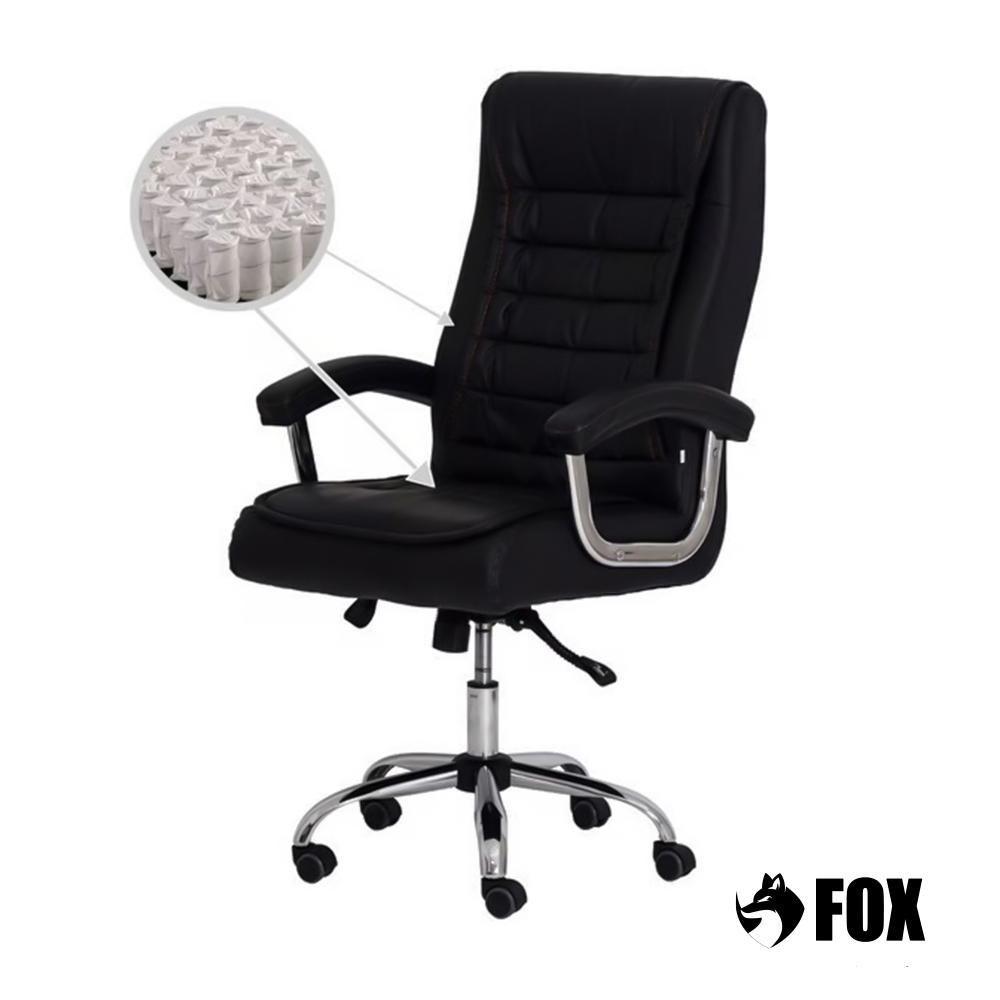 Miniatura Cadeira de Escritório Presidente Fox Base Cromada com Rodinha Molas Ensacadas Preta - UT-C351