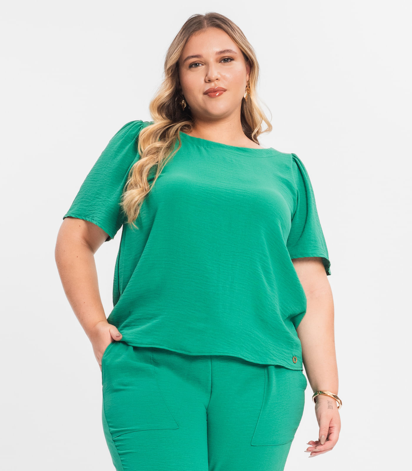 Miniatura Blusa Feminina Lisa Secret Glam Verde Plus G1