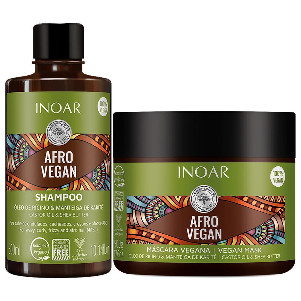 Miniatura Kit Cachos Afro Vegan Shampoo 300Ml + Máscara Inoar 500G