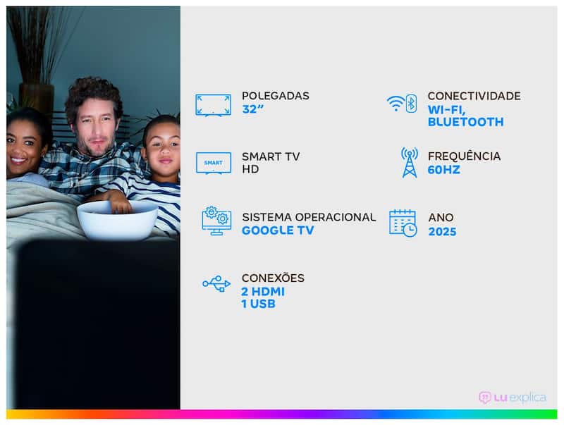 Miniatura Smart TV 32" SEMP HD LED 32S42 Google TV 2 HDMI 32"