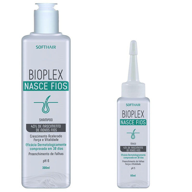 Miniatura Kit Bioplex Nasce Fios: Shampoo 300ml e Tônico 60ml SoftHair