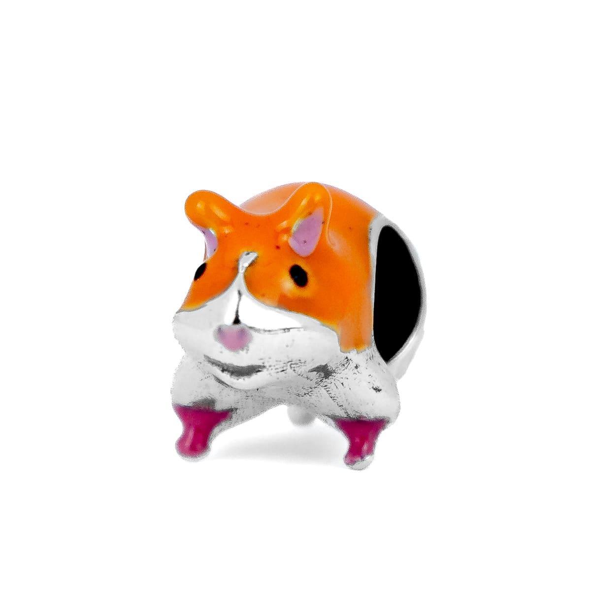Miniatura Berloque Charm Separador Hamster Em Prata 925
