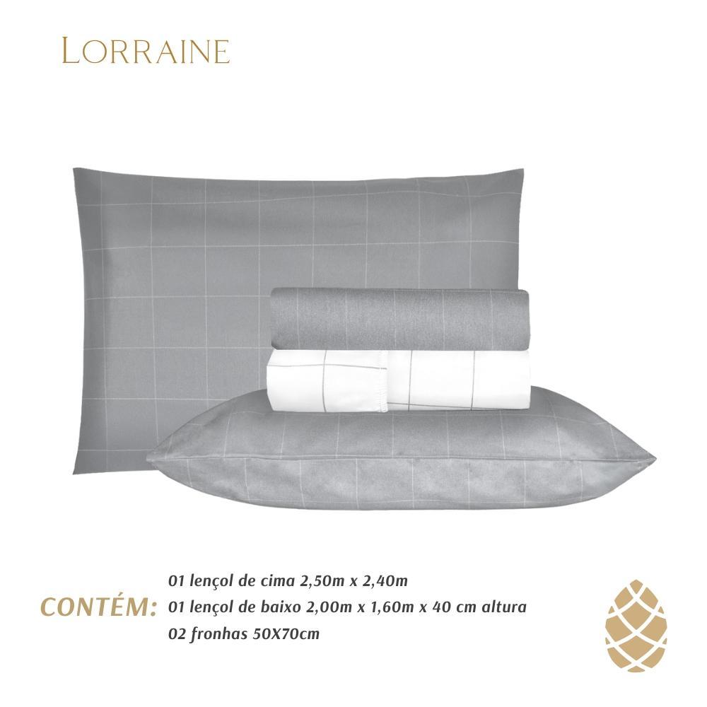 Miniatura Jogo De Cama Queen Sultan 180F Sonhare Prata Grid Cinza 4 Pç