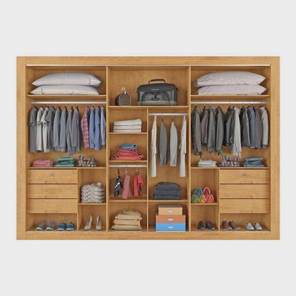 Miniatura Guarda Roupa Casal Ripado 3 Portas 6 Gavetas - York-peroba - Móveis Europa