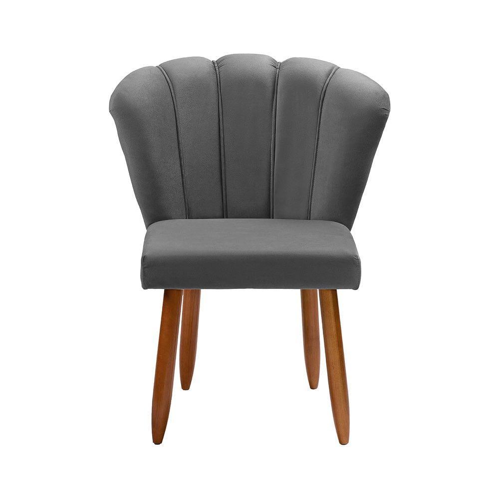 Miniatura Cadeira Poltrona Pétala Yasmin Sala Estar Penteadeira Veludo Chumbo