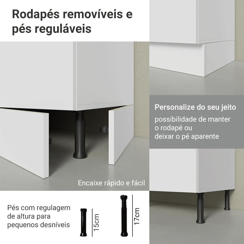 Armário de Cozinha Completa de Canto 100% MDF 447 cm Smart Madesa 02 Branco