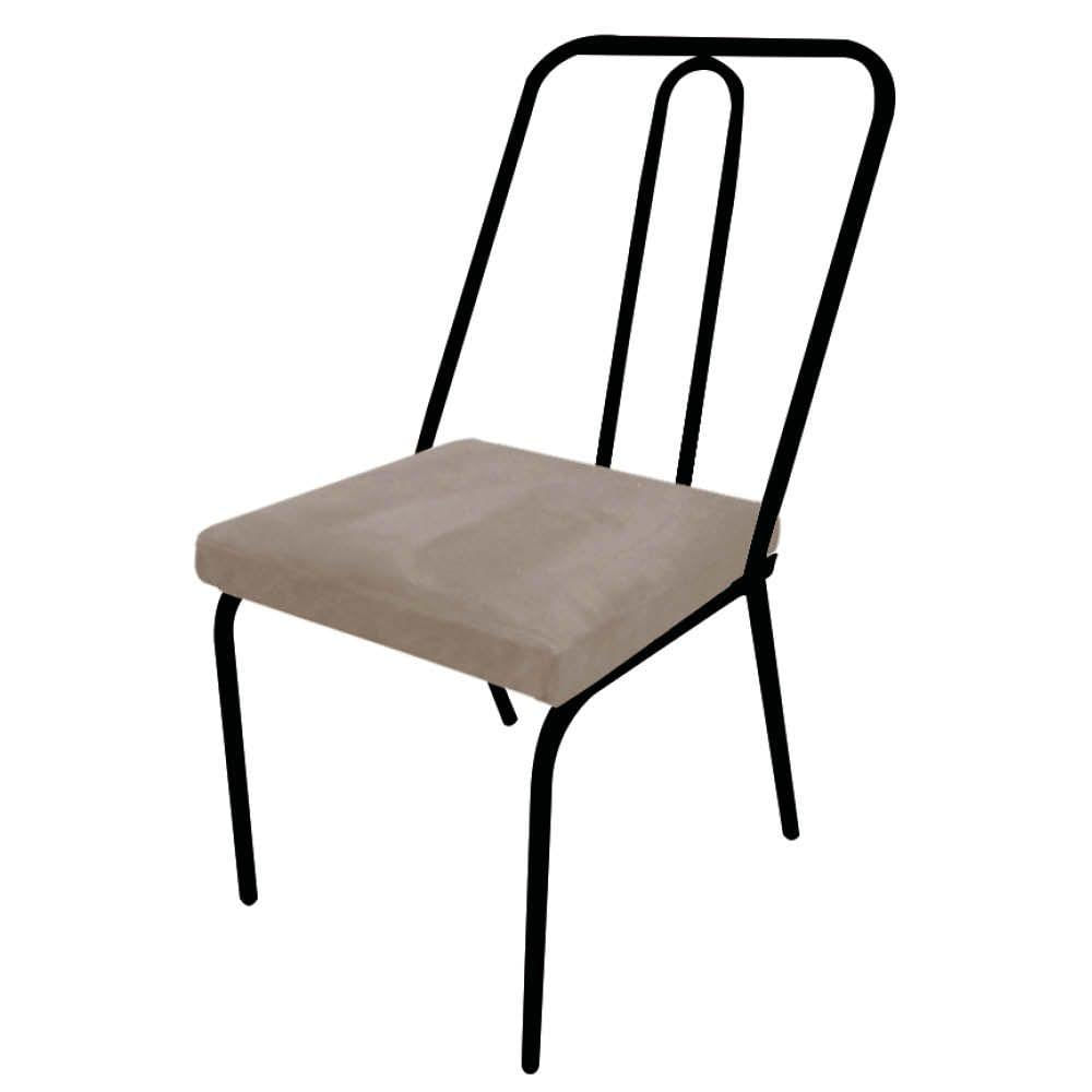 Miniatura Cadeira De Jantar Drika Office Escritório Recepção Ferro Preto Sintético Bege - Ahazzo Móveis