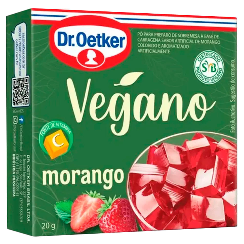 Miniatura Gelatina Dr. Oetker Vegana Sabor Morango 20g