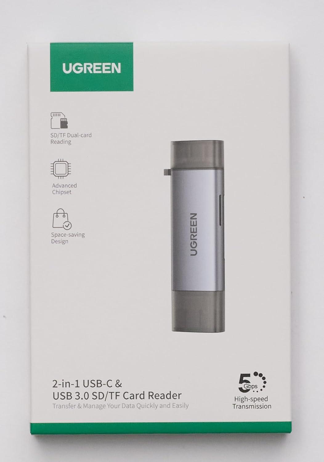 Miniatura Leitor De Cartão Memória Ugreen Usb 3.0 5 Gbps Micro Sd Tf