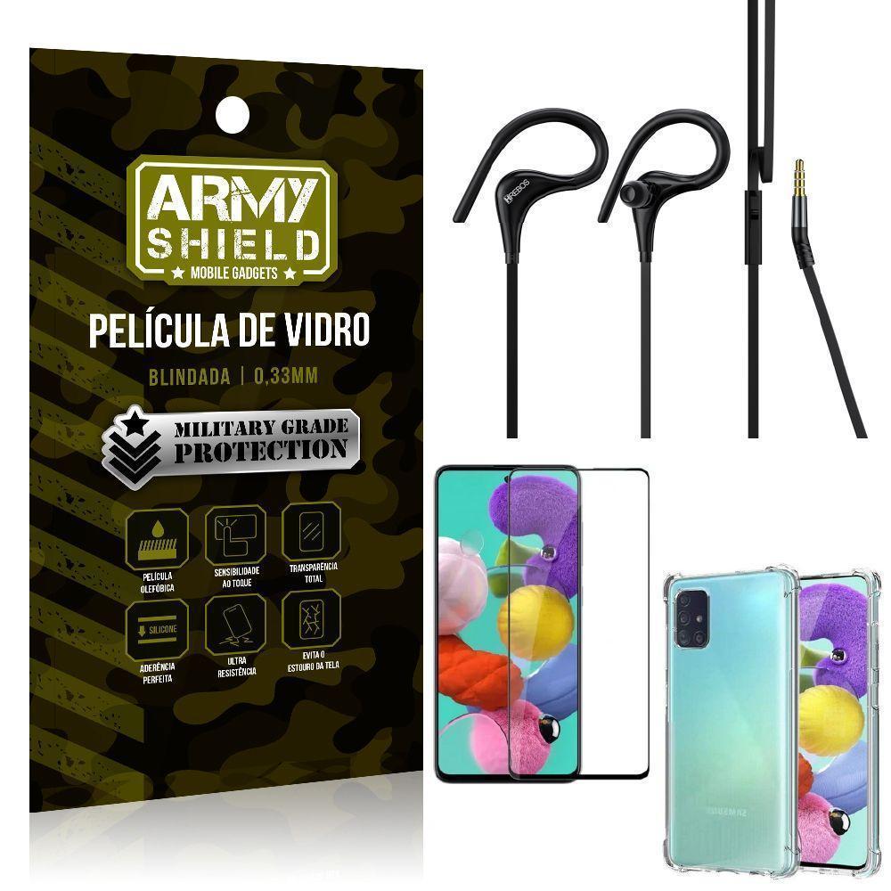 Miniatura Capinha Samsung A51+ Fone Sport Hs92 + Pelicula 3D