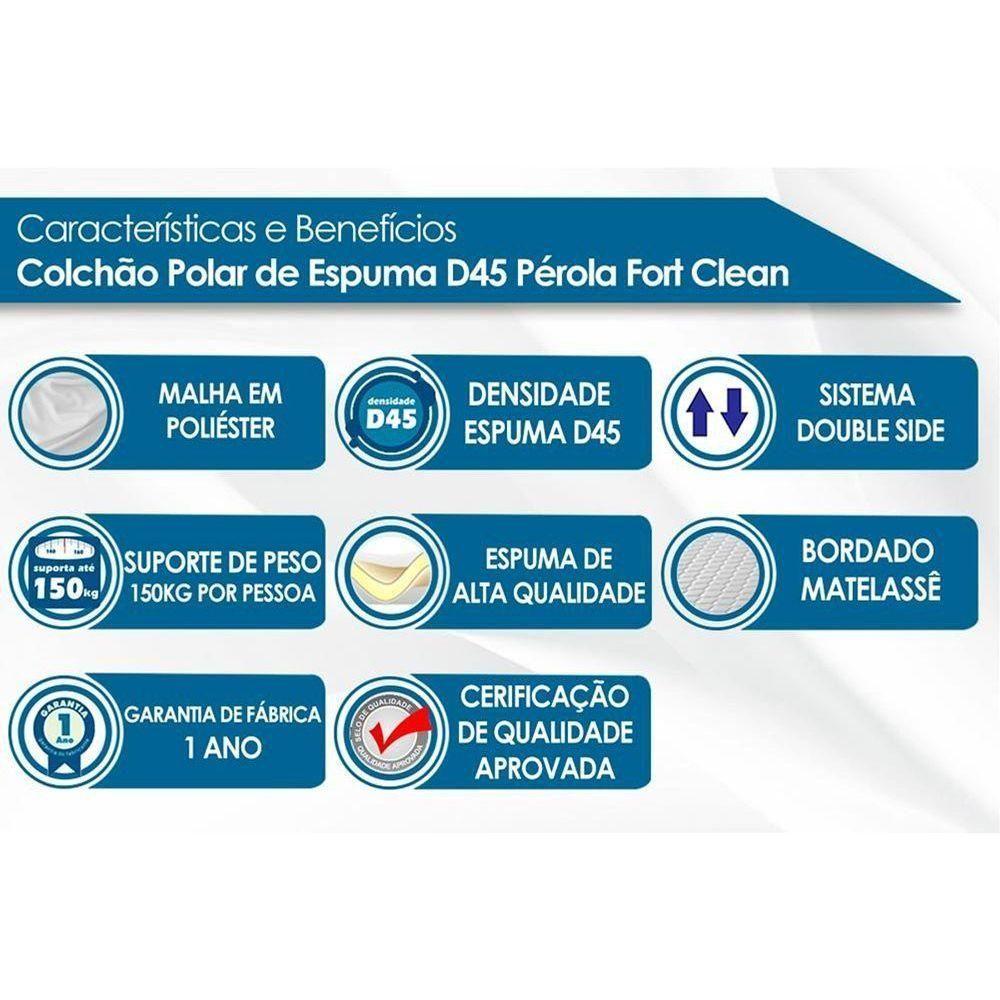 Miniatura Colchão Viúva Espuma D45 Pérola Clean (128x188x20) Polar