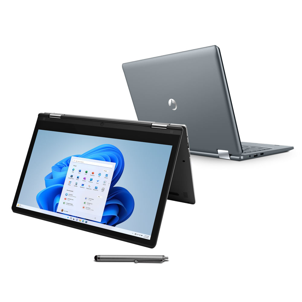 Notebook 2 em 1 Positivo Duo C4128B-3 Intel Celeron Dual Core Windows11 Home 11,6" - Cinza Escuro - Inclui Microsoft 365*