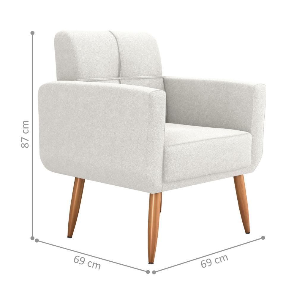 Miniatura Jogo Poltrona E Puff Para Sala Oliver Boucle Natural