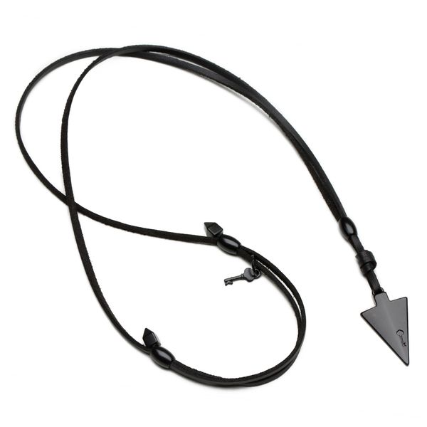 Miniatura Colar Masculino Couro  Key Design  Arrow Suede Blackout