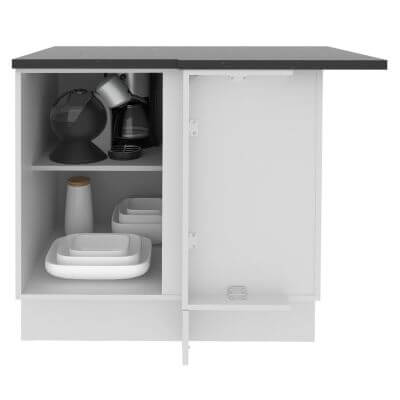 Balcão de Canto Madesa Acordes Glamy 100% MDF 1 Porta Branco/Rustic Cor:Branco/Rustic