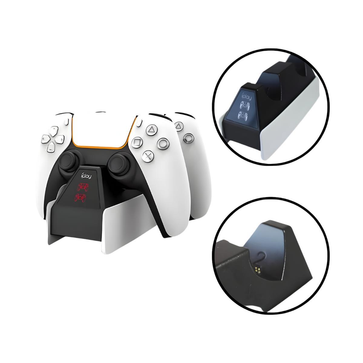 Miniatura Base Carregadora Dupla Tipo Dock Para Controle De Ps5 Branca