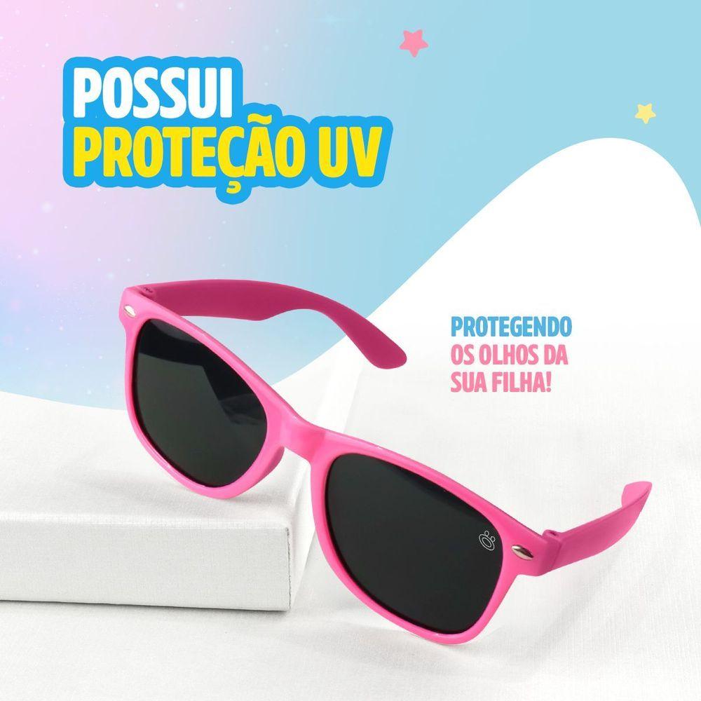 Miniatura Oculos Sol Infantil Rosa Premium Proteção Uv Retro + Case Menina Resistente Acetato Casual Presente