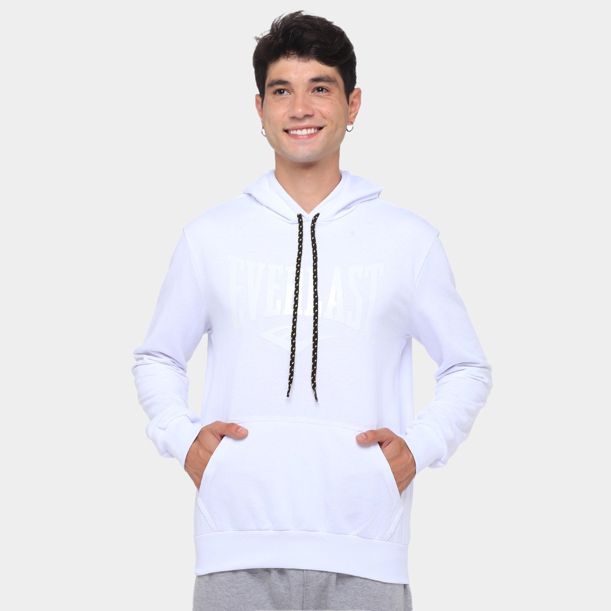 Miniatura Moletom Everlast Estampado C/ Capuz Masculino Branco - M