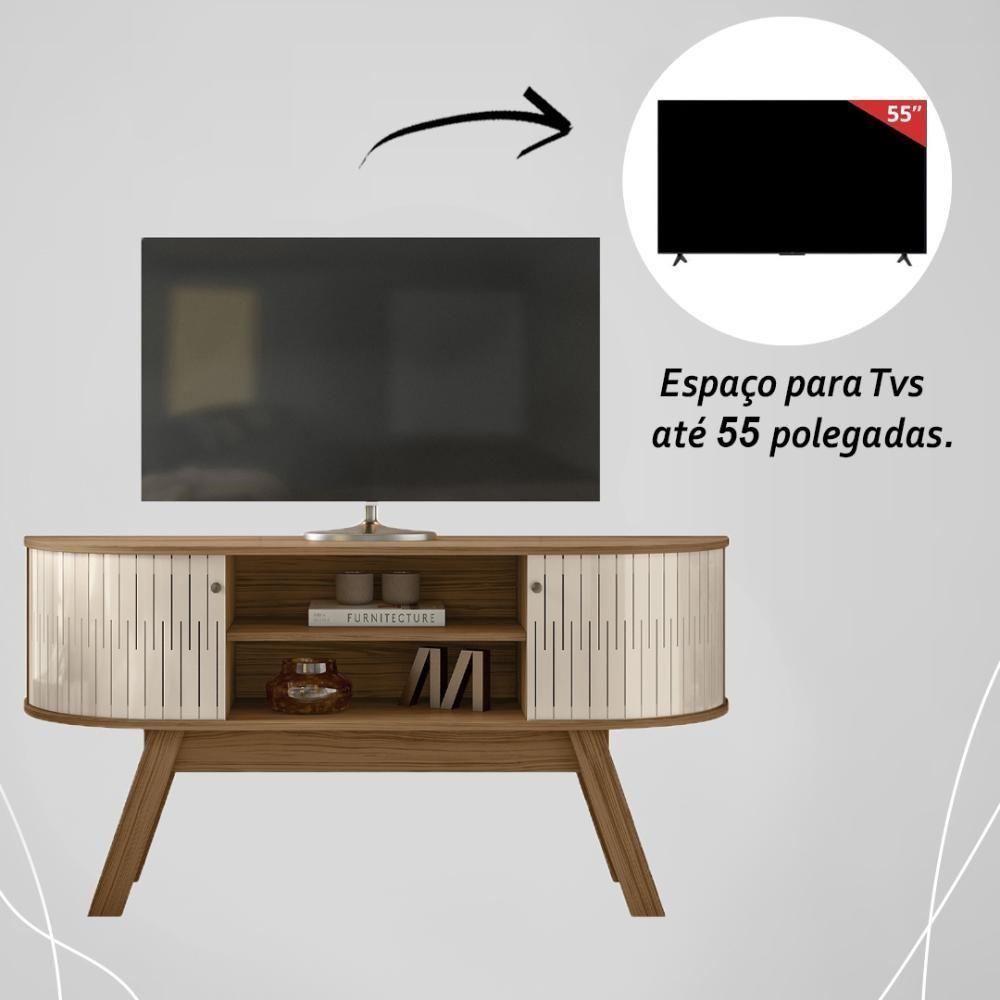Miniatura Rack Bancada 2 Portas Para Tv De 55 Polegadas Atlanta Naturale Off White