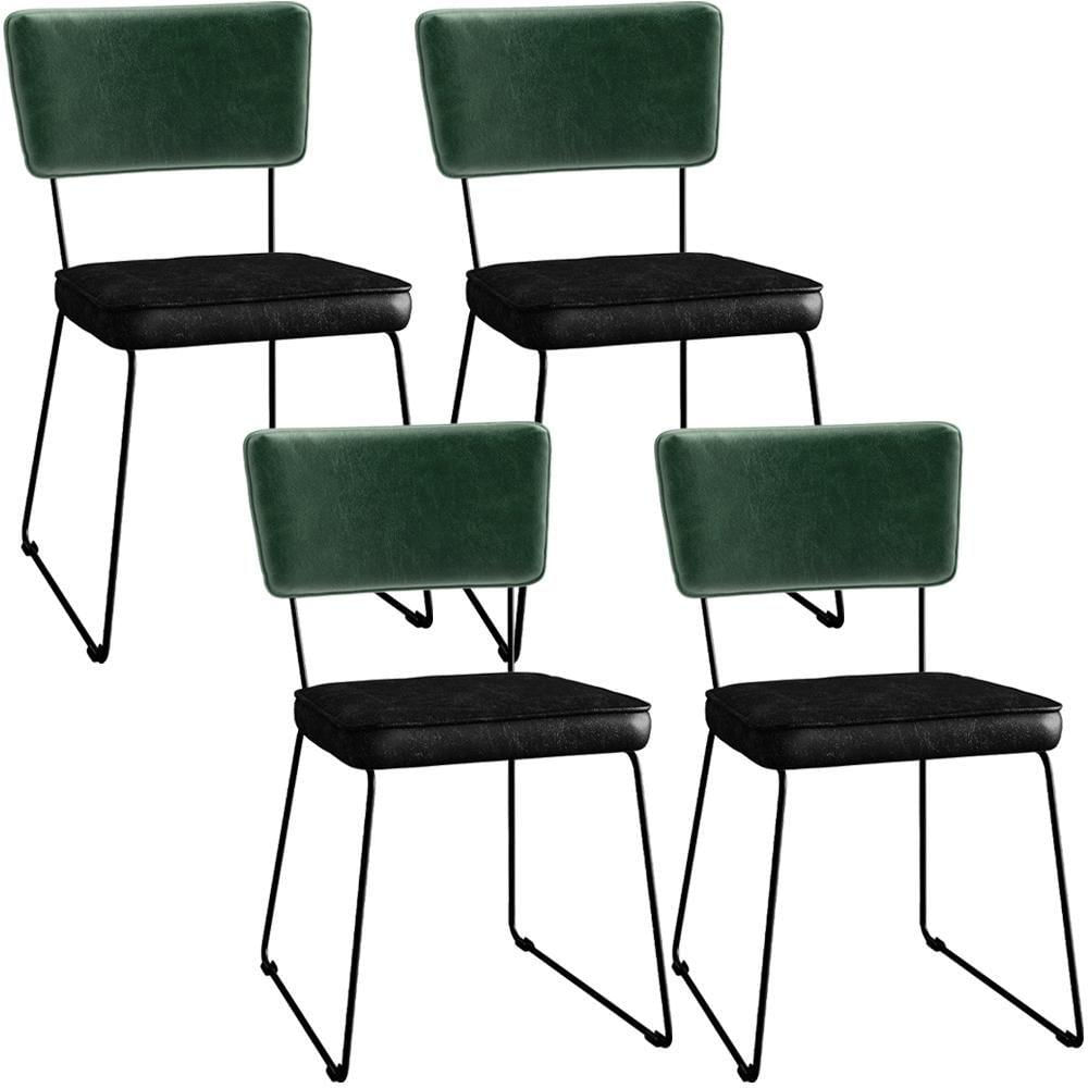 Miniatura Kit 04 Cadeiras L02 Facto Verde Musgo Couríssimo Preto