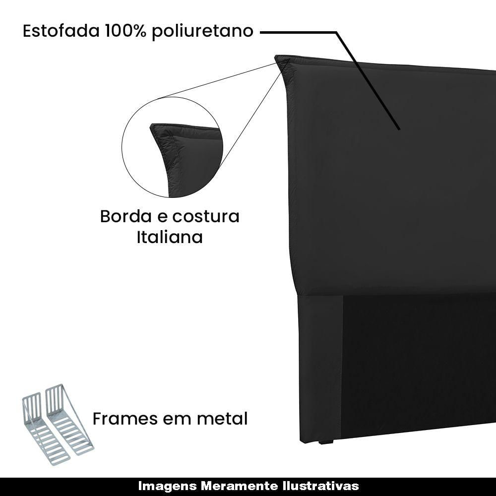 Miniatura Cabeceira Casal 1,40m Trento Veludo Preto Gran Belo