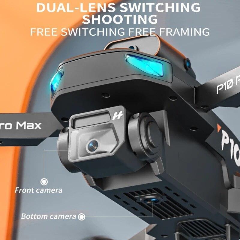 Miniatura P10 Pro Drone: Sensor Obstáculo, Dual Câmera Hd, Wifi