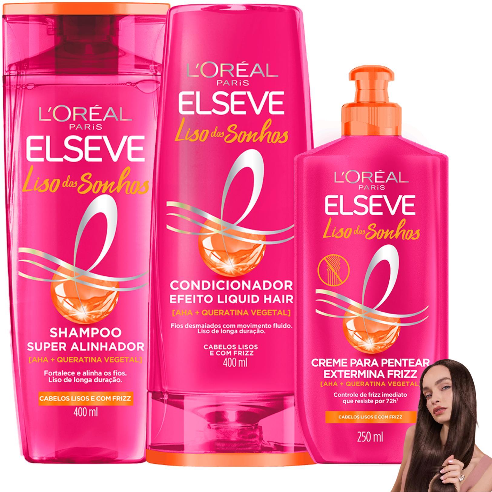 Miniatura Kit Elseve Liso Dos Sonhos Creme Pentear Extermina Frizz