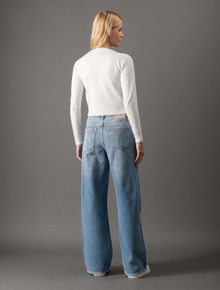 Miniatura Calça Jeans Feminina Wide Leg Sobretinto Calvin Klein Jeans - Azul Claro Calça Jeans Feminina Wide Leg Sobretinto Calvin Klein Jeans Azul Claro 38