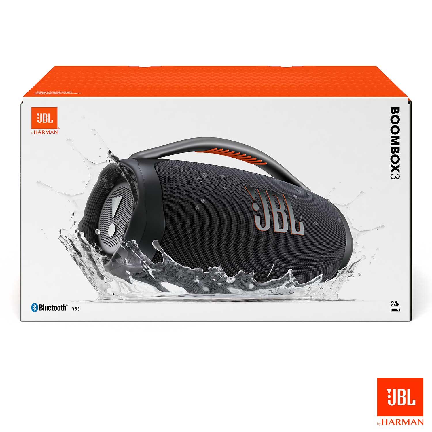 Caixa De Som Bluetooth JBL Boombox 3 Preta Até 24h de Reprodução IP67 À Prova d´água 130W Bivolt
