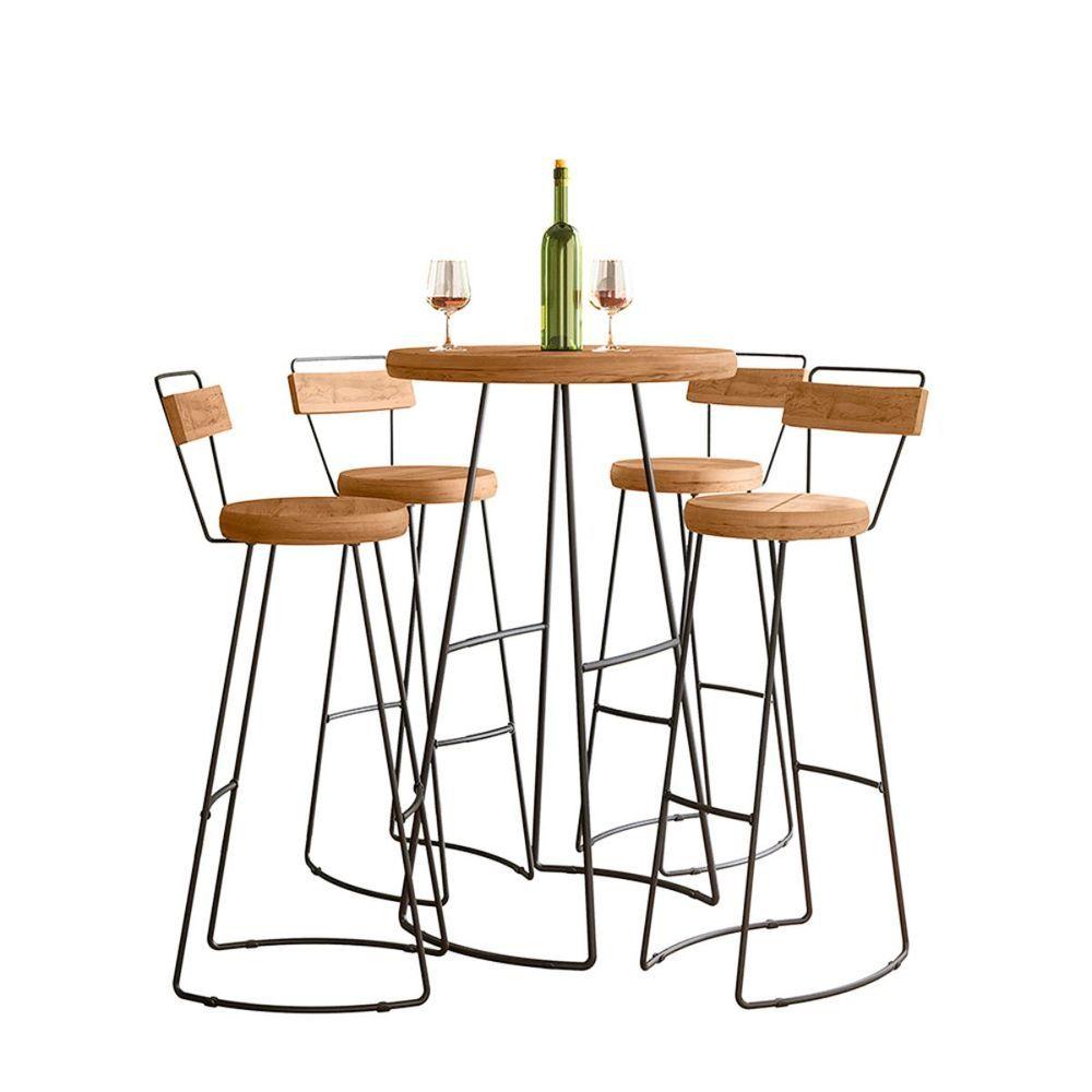 Miniatura Conjunto Mesa Bistrô Com 4 Banquetas Aérea Gourmet Aurora