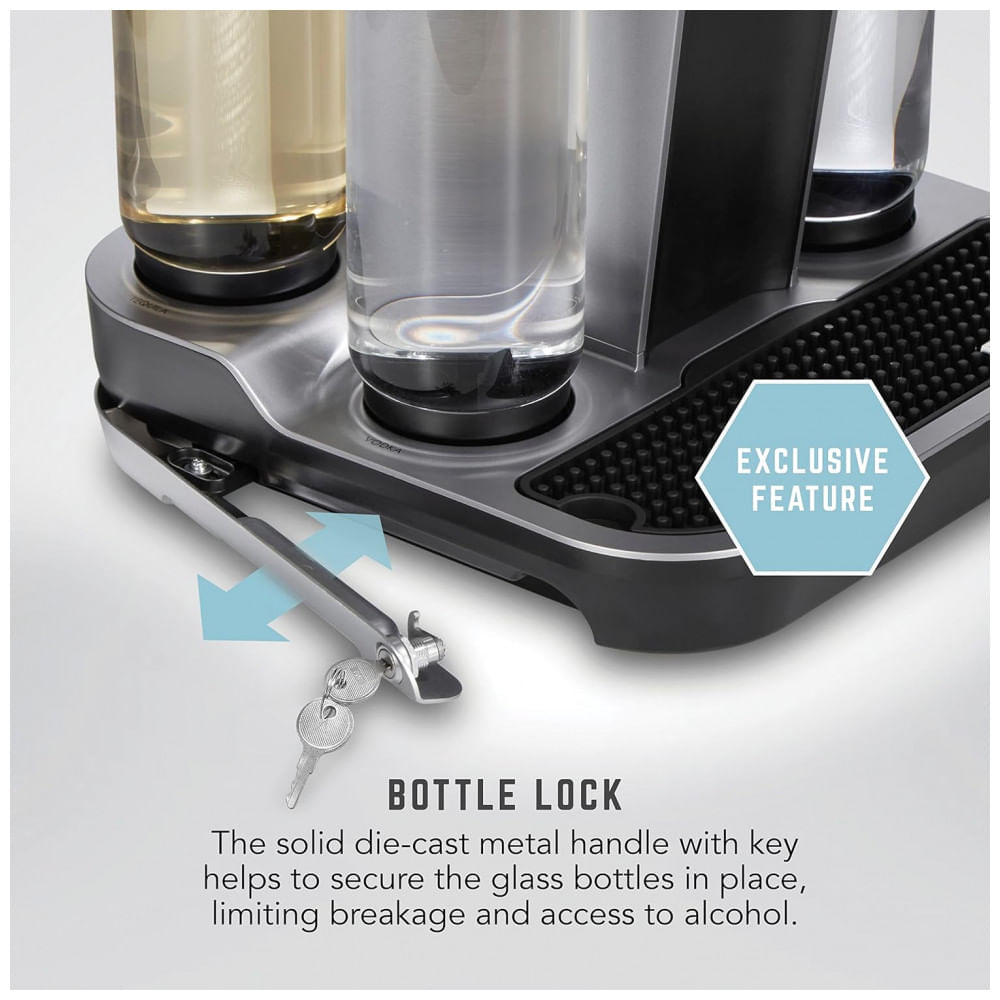 Máquina de Coquetel Profissional, 5 Garrafas de Vidro Premium, Bartesian 55306, Cinza