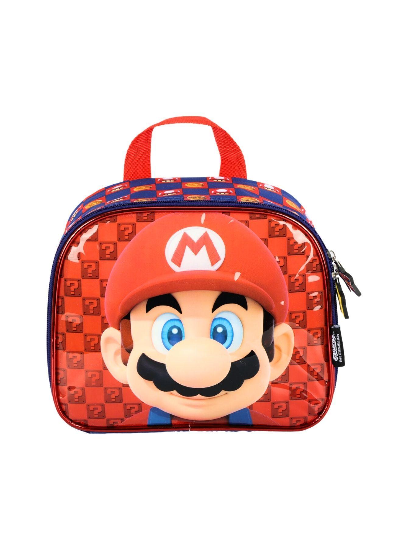 Kit Escola Super Mario Mochila Roda Lancheira Estojo - Azul