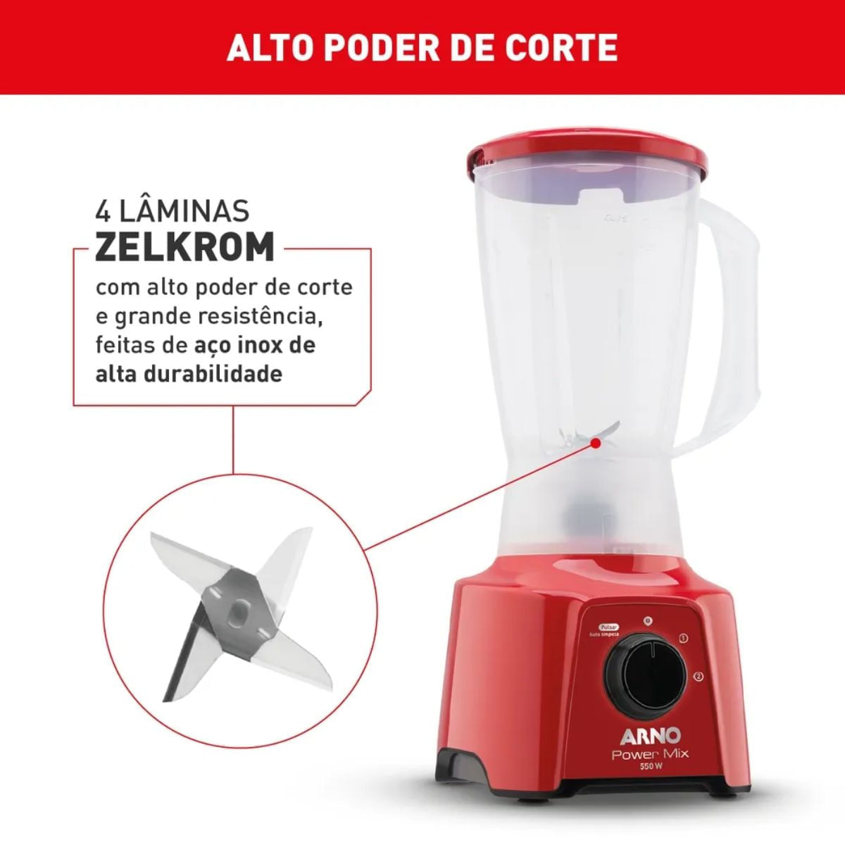 Miniatura Liquidificador Arno 550W Power Mix Vermelho LQ11 110v 110V