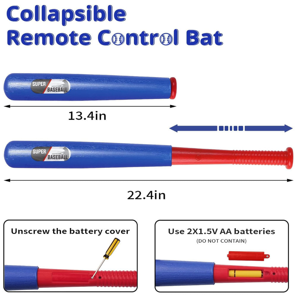 Miniatura Lançador de Bolas Automático Infantil com Taco de Beisebol de Plástico para Crianças de 5 a 12 Anos, LZZAPJ, Azul e Ver... 110v