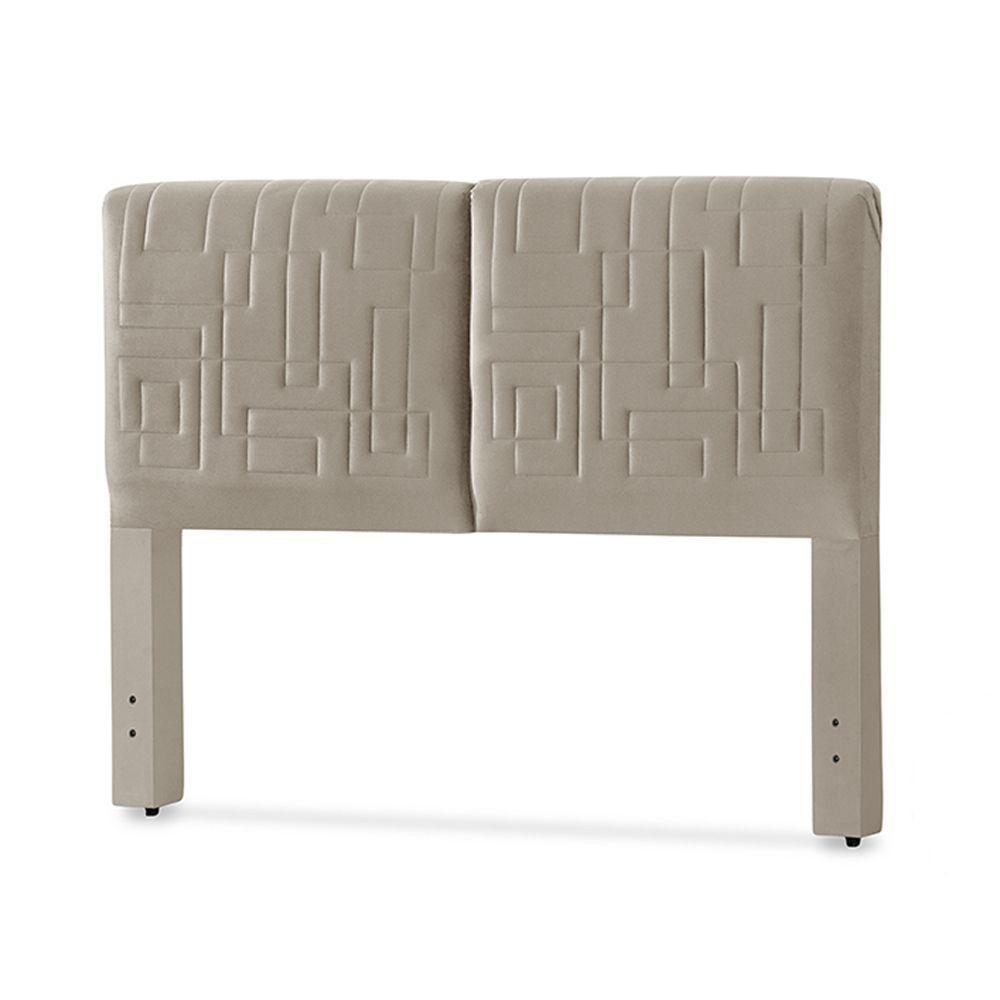 Miniatura Cabeceira Cama Box Anita Completa Regulável 140-160-195cm X 125cm Suede Bege - Cor: Bege