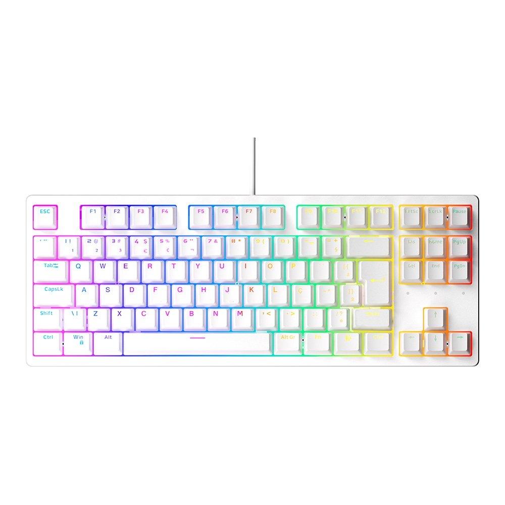 Miniatura Teclado Mecânico Gamer Husky Sled, TKL, Branco, ABNT2, RGB, Switch Gateron G Pro Brown - HTG500BRMA